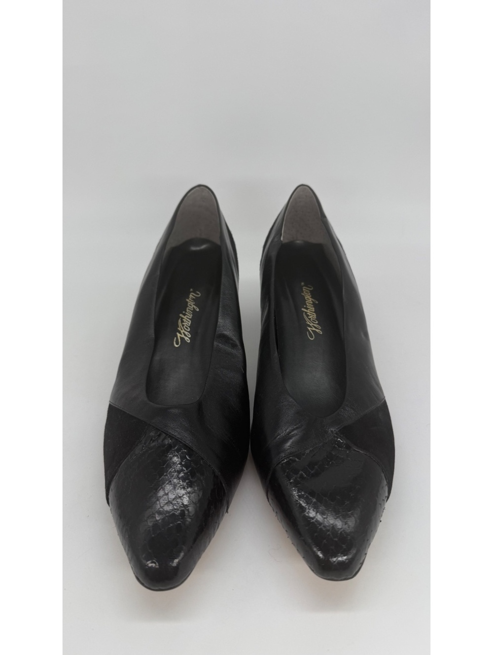Worthington Black Leather Snakeskin Pointed Toe Pumps Heels Women’s 11M